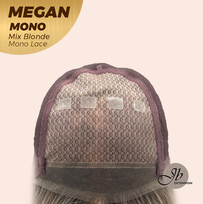 JBEXTENSION MEGAN MONO Full Monofilament Handmade Full Lace Full Hand Tied Wig 13 Inches Mix Blonde Mono Lace Handmade Futura Fiber Wig with Anti-slip Silicone Strips Glueless Wig MEGAN MONO - MIX BLONDE【BENDY EAR TABS】
