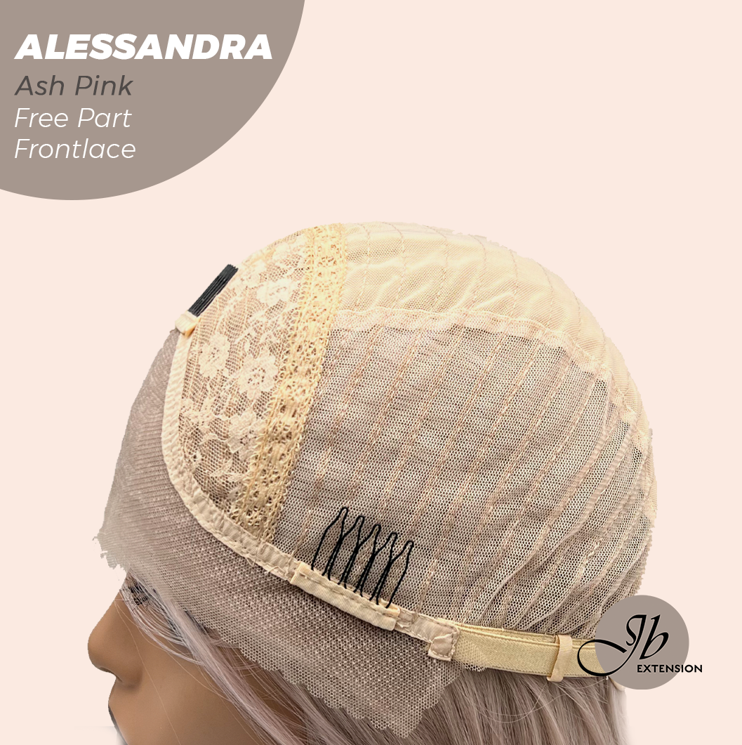 JBEXTENSION 20 Inches Ash Pink Curly Fiber X, Tangle Less Pre-Cut Free Part Frontlace Glueless Wig ALESSANDRA ASH PINK【FIBER X】
