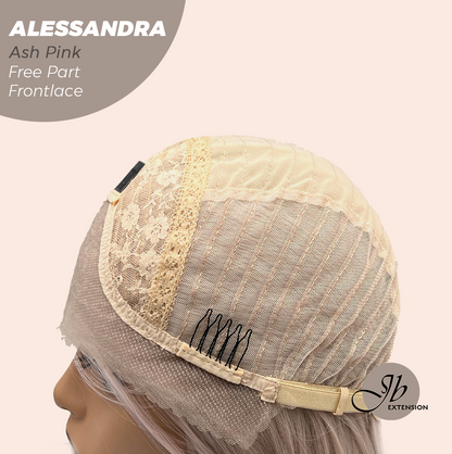 JBEXTENSION 20 Inches Ash Pink Curly Fiber X, Tangle Less Pre-Cut Free Part Frontlace Glueless Wig ALESSANDRA ASH PINK【FIBER X】