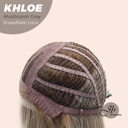 JBEXTENSION 12 Inches Bob Cut Mushroom Grey Pre-Cut Snowflake Lace Frontlace Glueless Wig KHLOE MUSHROOM GREY【PERMATEASE】【BENDY EAR TABS】- M/L