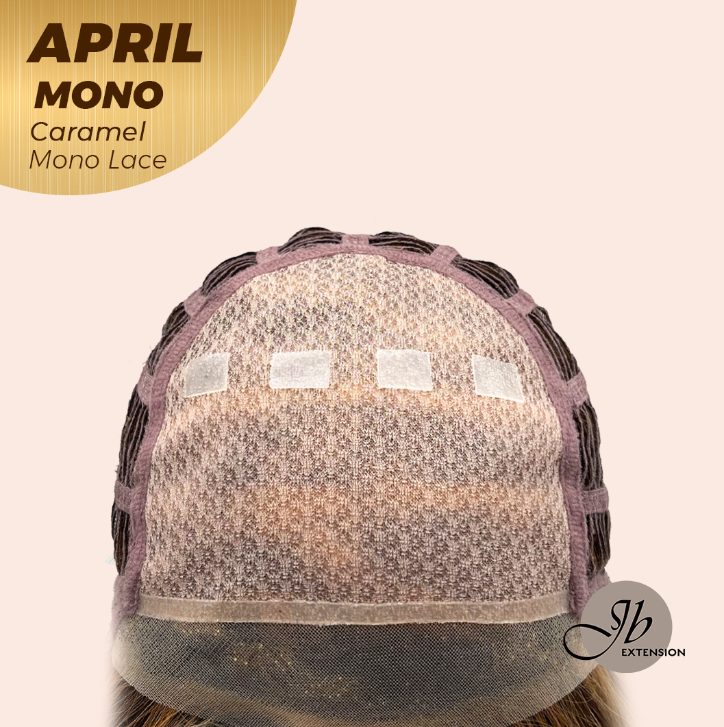 JBEXTENSION APRIL MONO Monofilament Handmade Wig 6X5 Full Monofilament Hand Tied Top Wig 18 Inches Caramel Mono Lace Wig With Anti-slip Silicone Strips Glueless Wig APRIL MONO CARAMEL【BENDY EAR TABS】