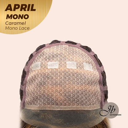 JBEXTENSION APRIL MONO Monofilament Handmade Wig 6X5 Full Monofilament Hand Tied Top Wig 18 Inches Caramel Mono Lace Wig With Anti-slip Silicone Strips Glueless Wig APRIL MONO CARAMEL【BENDY EAR TABS】