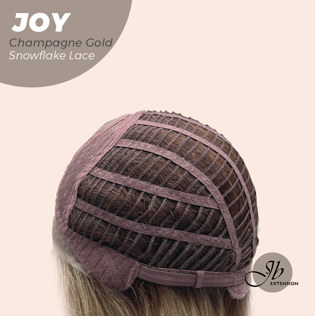JBEXTENSION 19 Inches Champagne Gold Pre-Cut Arc Snowflake Lace Frontlace Glueless Wig JOY CHAMPAGNE GOLD【BENDY EAR TABS】