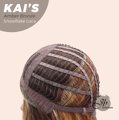 JBEXTENSION 18 Inches Amber Bronze Pre-Cut Snowflake Lace Frontlace Glueless Wig KAI'S AMBER BRONZE【PERMATEASE】【BENDY EAR TABS】- M/L