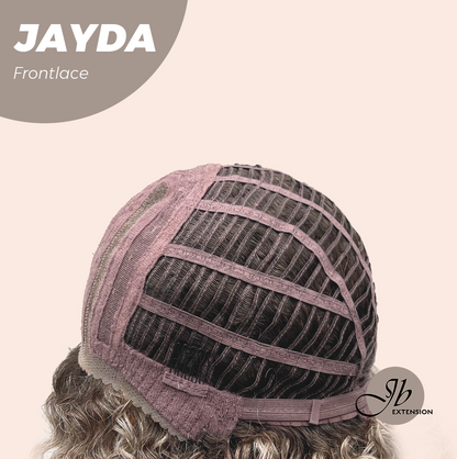 JBEXTENSION 12 Inches Deep Curly Ash Grey Pre-Cut Side Part Frontlace Glueless Black Sapphire Wig JAYDA【BENDY EAR TABS】