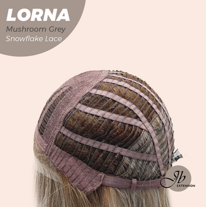 [FINAL SALE] JBEXTENSION 18 Inches Mushroom Grey Curly Pre-Cut Snowflake Lace Frontlace Glueless Wig LORNA MUSHROOM GREY【PERMATEASE】【BENDY EAR TABS】- M/L