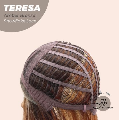 JBEXTENSION 18 Inches Amber Bronze Pre-Cut Snowflake Lace Frontlace Glueless Wig TERESA AMBER BRONZE【PERMATEASE】【BENDY EAR TABS】- M/L