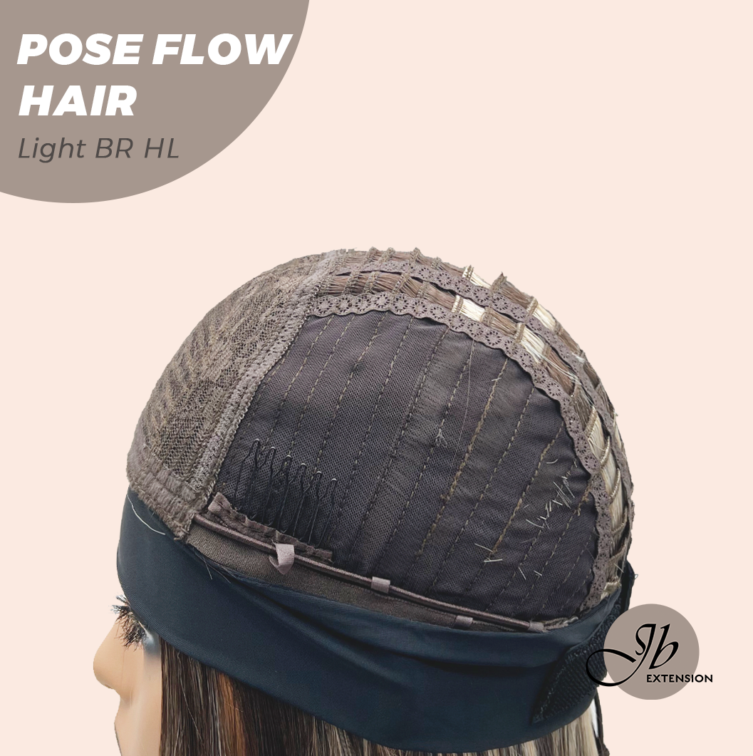 JBEXTENSION 18 Inches Light Brown Highlight Headband Wig POSE FLOW HAIR - LIGHT BROWN HIGHLIGHT