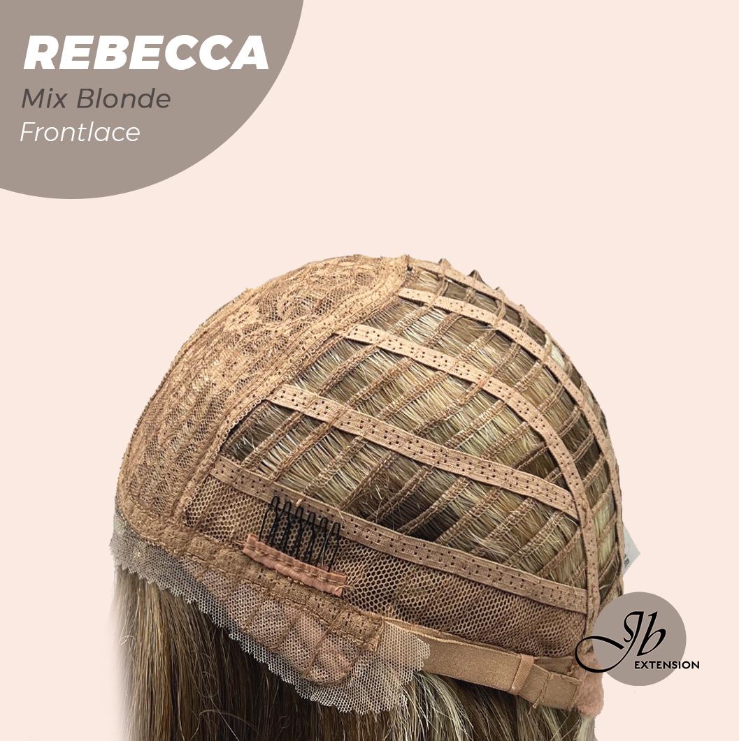 JBEXTENSION 20 Inches Long Mix Blonde Women Pre-Cut Frontlace Glueless Wig REBECCA MIX BLONDE