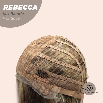 JBEXTENSION 20 Inches Long Mix Blonde Women Pre-Cut Frontlace Glueless Wig REBECCA MIX BLONDE