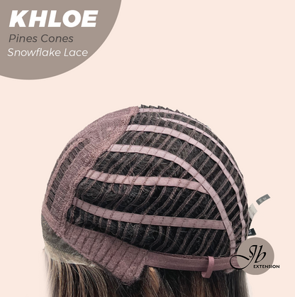 JBEXTENSION 12 Inches Bob Cut Pine Cones Pre-Cut Snowflake Lace Frontlace Glueless Wig KHLOE PINE CONES【PERMATEASE】【BENDY EAR TABS】- M/L