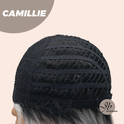 [FINAL SALE] JBEXTENSION 14 Inches Grey Silver with Dark Root Women Fashion Full Machine Wig CAMILLIE【PLUS PERMATEASE】【BENDY EAR TABS】