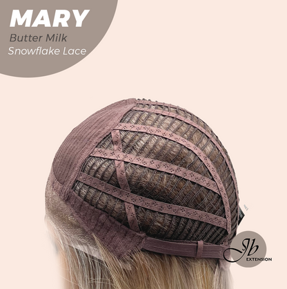 JBEXTENSION 14 Inches Butter Milk Pre-Cut Side Part Snowflake Lace Frontlace Glueless Wig MARY BUTTER MILK【BENDY EAR TABS】- S/M
