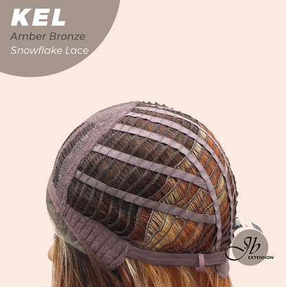 JBEXTENSION 22 Inches Amber Bronze Pre-Cut Snowflake Lace Frontlace Glueless Wig KEL AMBER BRONZE【PERMATEASE】【BENDY EAR TABS】- M/L
