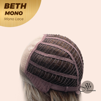 JBEXTENSION BETH MONO Monofilament Handmade Wig 6X5 Full Monofilament Hand Tied Top Wig 17 Inches Cream Grey Mono Lace Wig with Anti-slip Silicone Strips Glueless Wig BETH MONO【BENDY EAR TABS】