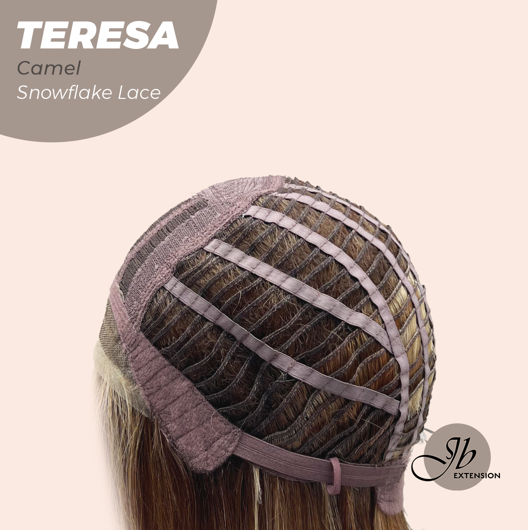 [FINAL SALE] JBEXTENSION 18 Inches Camel Pre-Cut Snowflake Lace Frontlace Glueless Wig TERESA CAMEL【PERMATEASE】【BENDY EAR TABS】- M/L