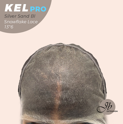 JBEXTENSION 22 Inches Silver Sand Blonde Pre-Cut 13X6 Free Part Snowflake Lace Frontlace Glueless Wig KEL PRO - SILVER SAND BLONDE【BENDY EAR TABS】