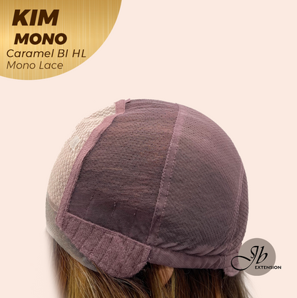 JBEXTENSION KIM MONO Full Monofilament Handmade Full Lace Full Hand Tied Wig 17 Inches Caramel Blonde Highlight Mono Lace Handmade Futura Fiber Wig with Anti-slip Silicone Strips Glueless Wig KIM MONO - CARAMEL BLONDE HIGHLIGHT【BENDY EAR TABS】