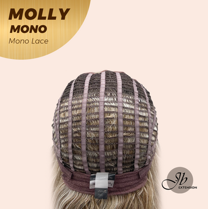 JBEXTENSION MOLLY MONO Monofilament Handmade Wig 6X5 Full Monofilament Hand Tied Top Wig 18 Inches Ash Blonde Mono Lace Wig with Anti-slip Silicone Strips Glueless Wig MOLLY MONO【BENDY EAR TABS】