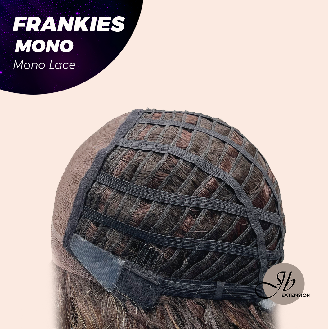 JBEXTENSION FRANKIES MONO Monofilament Handmade Wig 6X5 Full Monofilament Hand Tied Top Wig 19 Inches Dark Brown Highlight Curly Mono Lace Handmade Futura Fiber Glueless Black Sapphire Wig FRANKIES MONO【BENDY EAR TABS】