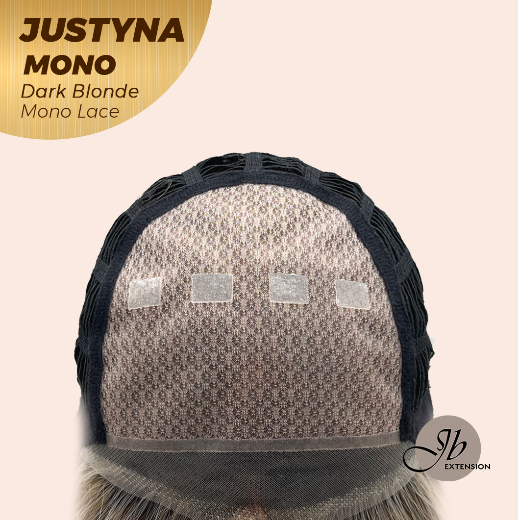 JBEXTENSION JUSTYNA MONO Monofilament Handmade Wig 6X5 Full Monofilament Hand Tied Top Wig 13 Inches Dark Blonde Mono Lace Wig with Anti-slip Silicone Strips Glueless Wig JUSTYNA MONO - DARK BLONDE【BENDY EAR TABS】