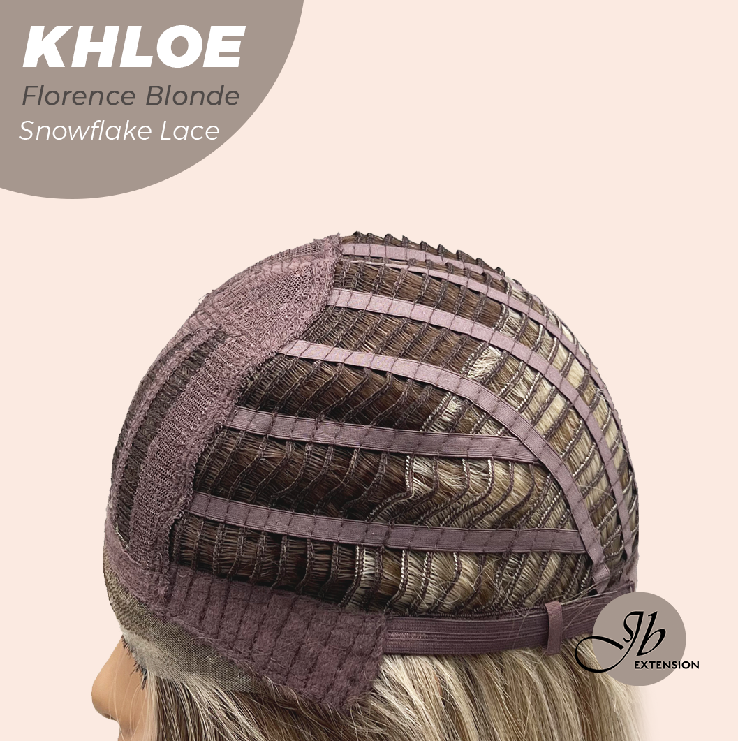 JBEXTENSION 12 Inches Bob Cut Florence Blonde Pre-Cut Snowflake Lace Frontlace Glueless Wig KHLOE FLORENCE BLONDE【PERMATEASE】【BENDY EAR TABS】- M/L