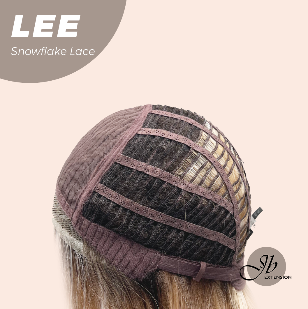 JBEXTENSION 14 Inches Wave Light Peach Pre-Cut Side Part Snowflake Lace Frontlace Glueless Wig LEE【BENDY EAR TABS】