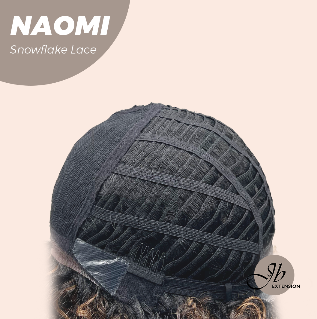 [FINAL SALE] JBEXTENSION 13 Inches Deep Curly Dark Brown with Blonde Highlight Pre-Cut Side Part Snowflake Lace Frontlace Glueless Black Sapphire Wig NAOMI【BENDY EAR TABS】