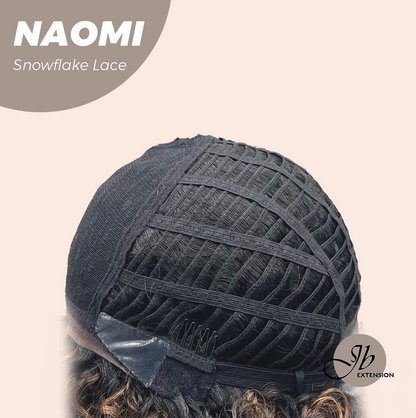 [FINAL SALE] JBEXTENSION 13 Inches Deep Curly Dark Brown with Blonde Highlight Pre-Cut Side Part Snowflake Lace Frontlace Glueless Black Sapphire Wig NAOMI【BENDY EAR TABS】