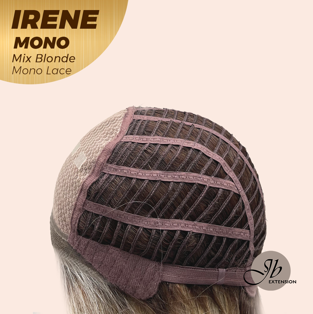 JBEXTENSION IRENE MONO Monofilament Handmade Wig 6X5 Full Monofilament Hand Tied Top Wig 19 Inches Mix Blonde Curly Mono Lace Wig With Anti-slip Silicone Strips Glueless Wig IRENE MONO MIX BLONDE【BENDY EAR TABS】