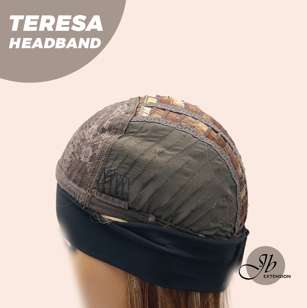JBEXTENSION 18 Inches Wave Caramel Auburn Honey Balayage Headband Wig TERESA HEADBAND