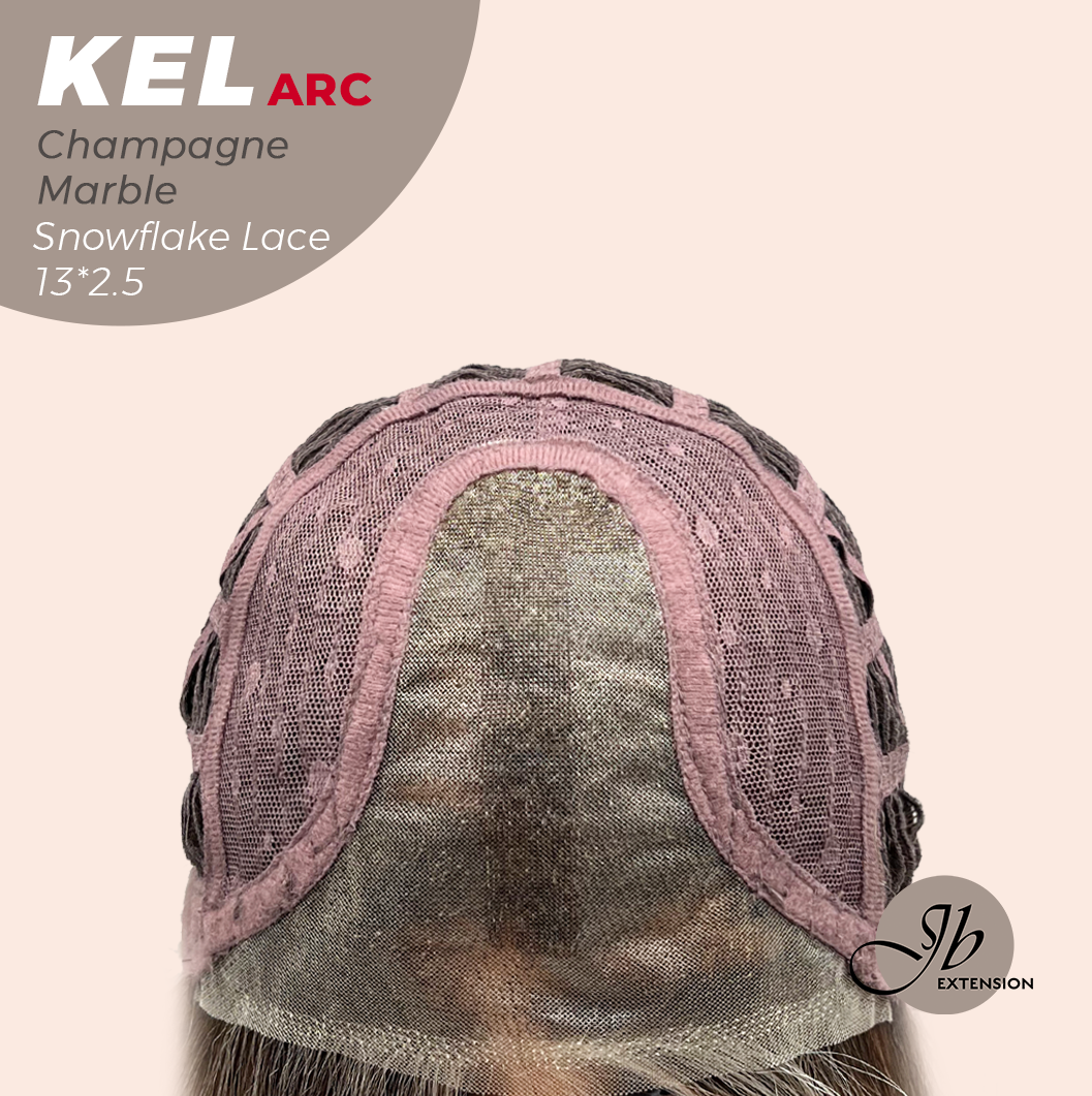 JBEXTENSION 22 Inches Champagne Marble Pre-Cut Arc Snowflake Lace Frontlace Glueless Wig KEL ARC - CHAMPAGNE MARBLE【BENDY EAR TABS】