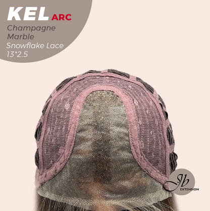 JBEXTENSION 22 Inches Champagne Marble Pre-Cut Arc Snowflake Lace Frontlace Glueless Wig KEL ARC - CHAMPAGNE MARBLE【BENDY EAR TABS】