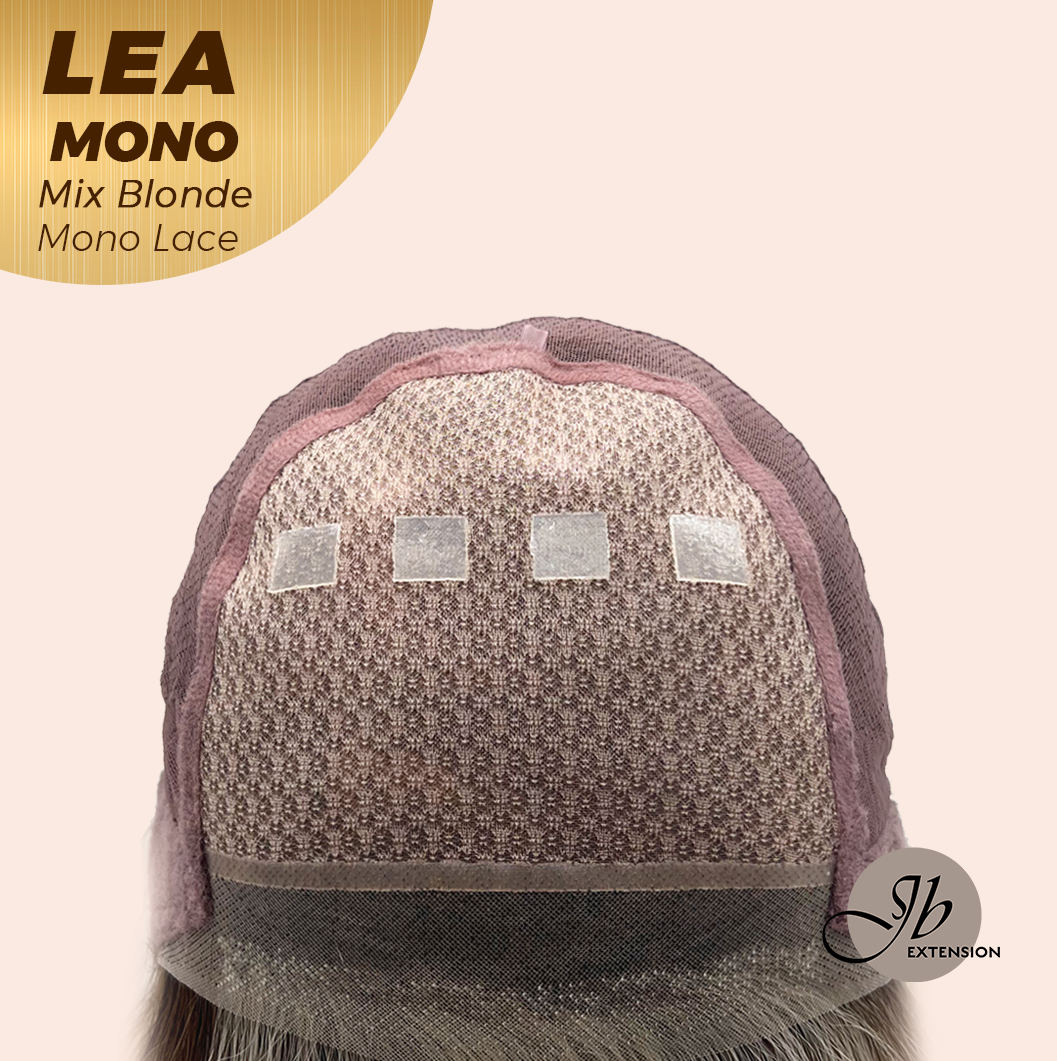 JBEXTENSION LEA MONO Full Monofilament Handmade Full Lace Full Hand Tied Wig 14 Inches Mix Blonde Mono Lace Handmade Futura Fiber Wig with Anti-slip Silicone Strips Glueless Wig LEA MONO MIX BLONDE【BENDY EAR TABS】