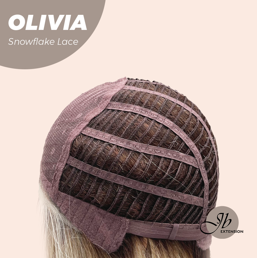 JBEXTENSION 17 Inches Mix Blonde Pre-Cut Side Part Snowflake Lace Frontlace Glueless Wig OLIVIA SNOWFLAKE【BENDY EAR TABS】