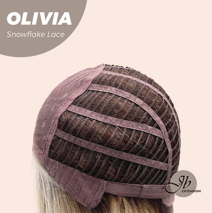 JBEXTENSION 17 Inches Mix Blonde Pre-Cut Side Part Snowflake Lace Frontlace Glueless Wig OLIVIA SNOWFLAKE【BENDY EAR TABS】