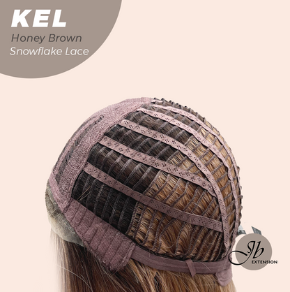 JBEXTENSION 22 Inches Honey Brown Pre-Cut Snowflake Lace Frontlace Glueless Wig KEL HONEY BROWN【PERMATEASE】【BENDY EAR TABS】- M/L