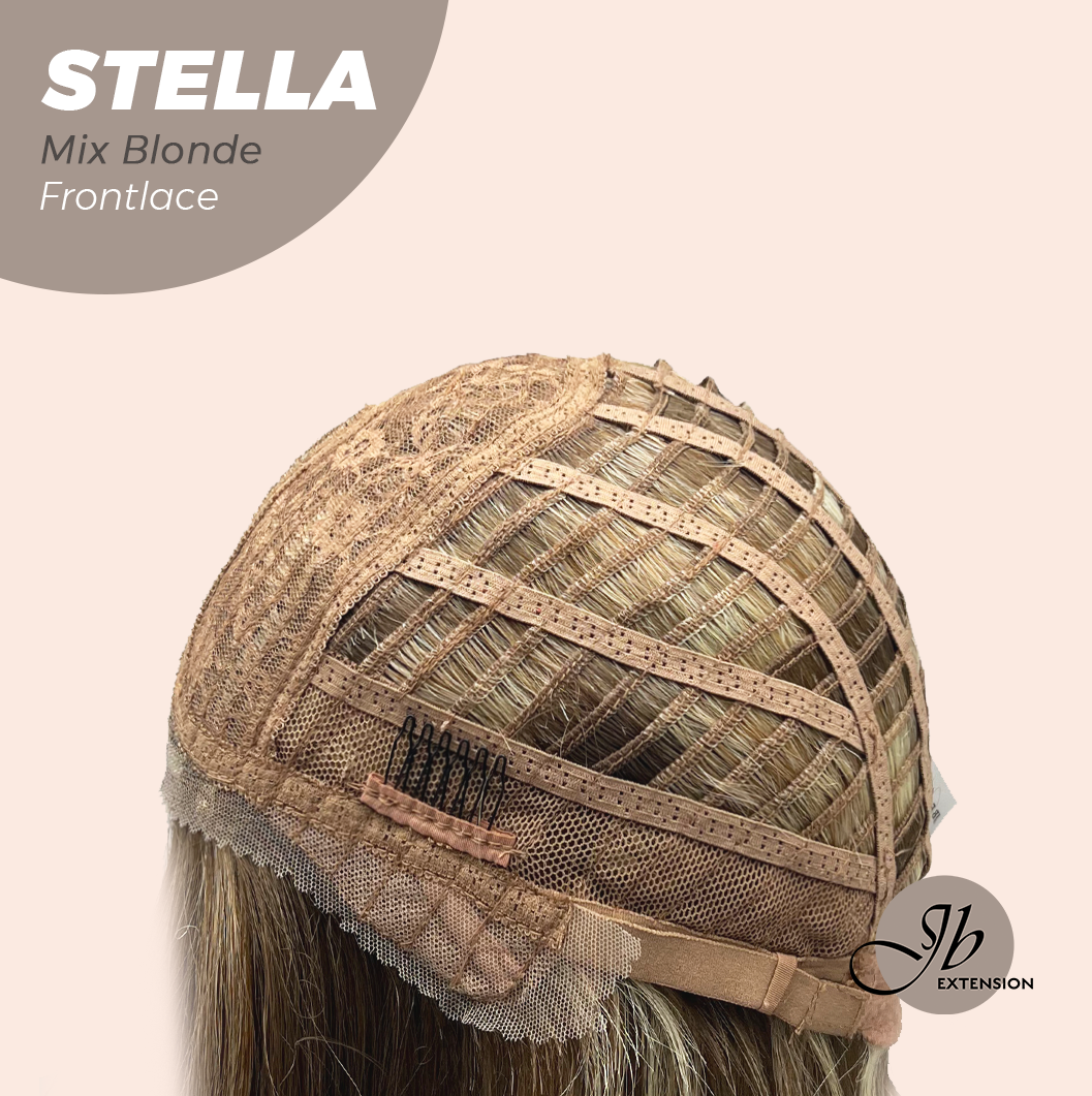 JBEXTENSION 16 Inches Mix Blonde Curly Women Pre-Cut Frontlace Glueless Wig STELLA MIX BLONDE