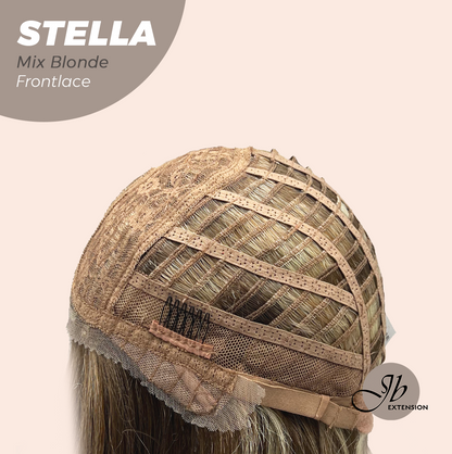 JBEXTENSION 16 Inches Mix Blonde Curly Women Pre-Cut Frontlace Glueless Wig STELLA MIX BLONDE