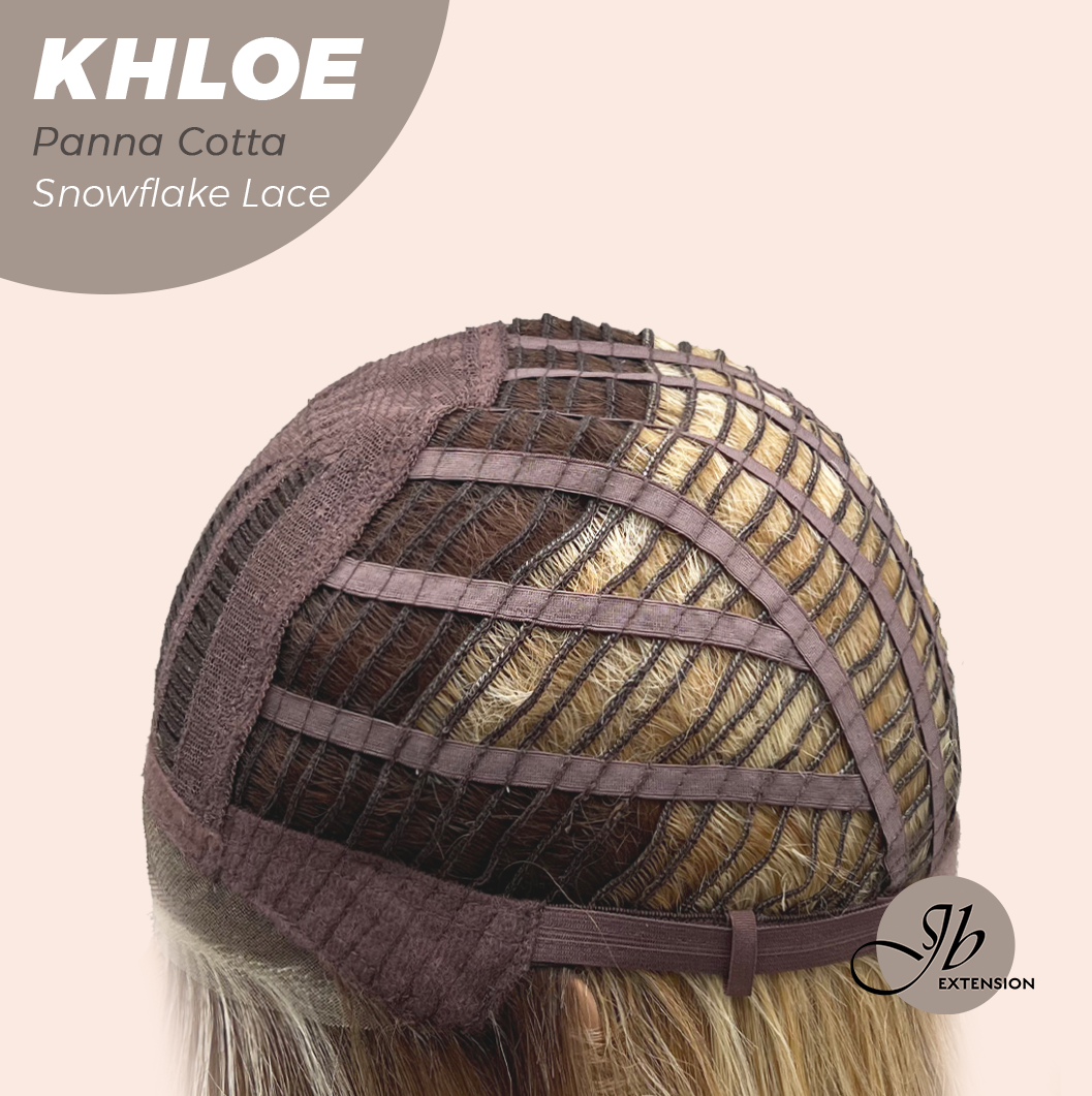 JBEXTENSION 12 Inches Bob Cut Panna Cotta Pre-Cut Snowflake Lace Frontlace Glueless Wig KHLOE PANNA COTTA【PERMATEASE】【BENDY EAR TABS】- M/L