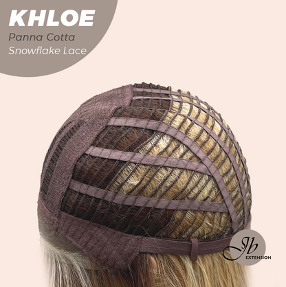 JBEXTENSION 12 Inches Bob Cut Panna Cotta Pre-Cut Snowflake Lace Frontlace Glueless Wig KHLOE PANNA COTTA【PERMATEASE】【BENDY EAR TABS】- M/L