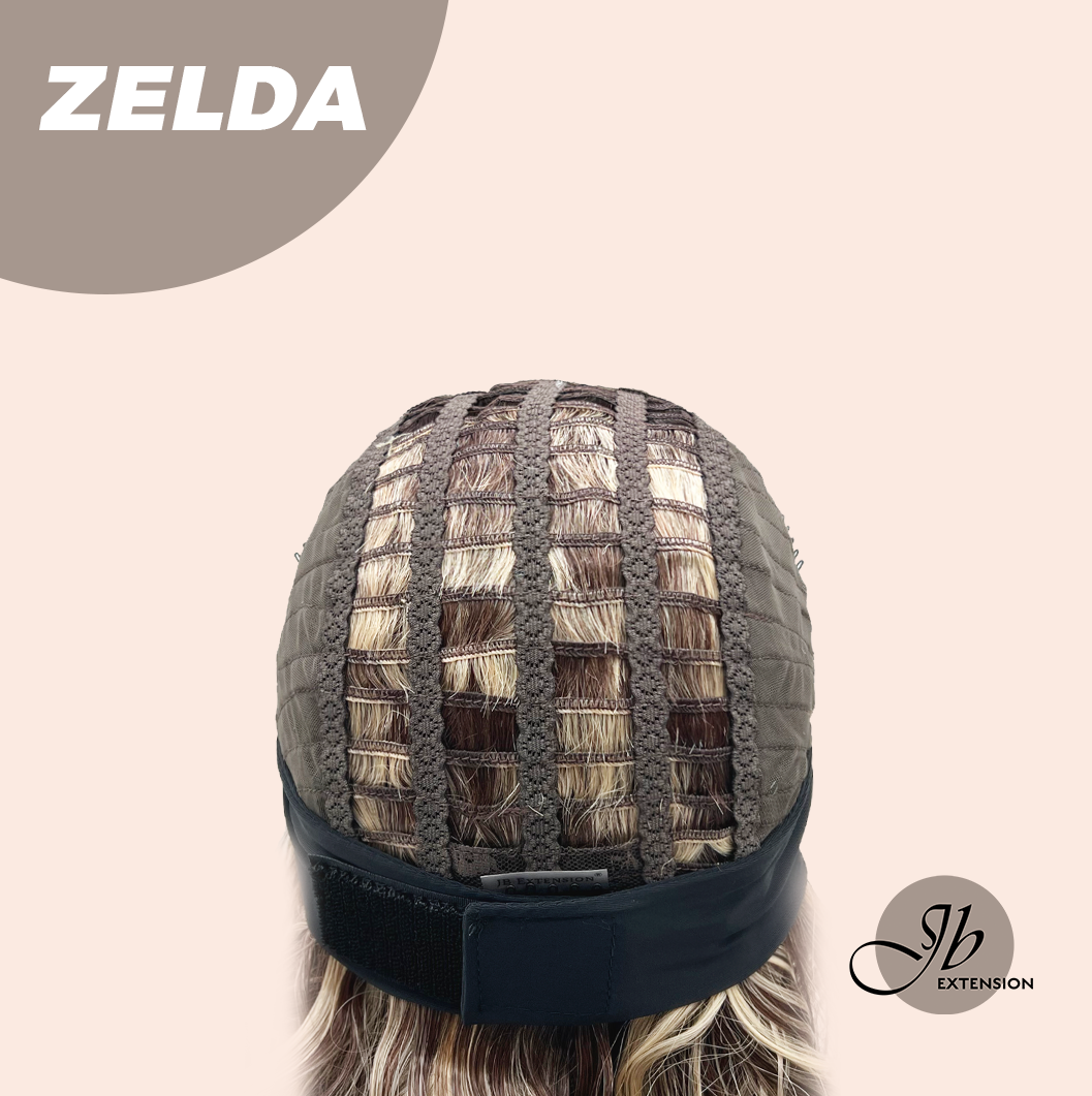 JBEXTENSION 14 Inches Wave Brown Highlight Chocolate‑Blonde Mix Headband Wig ZELDA