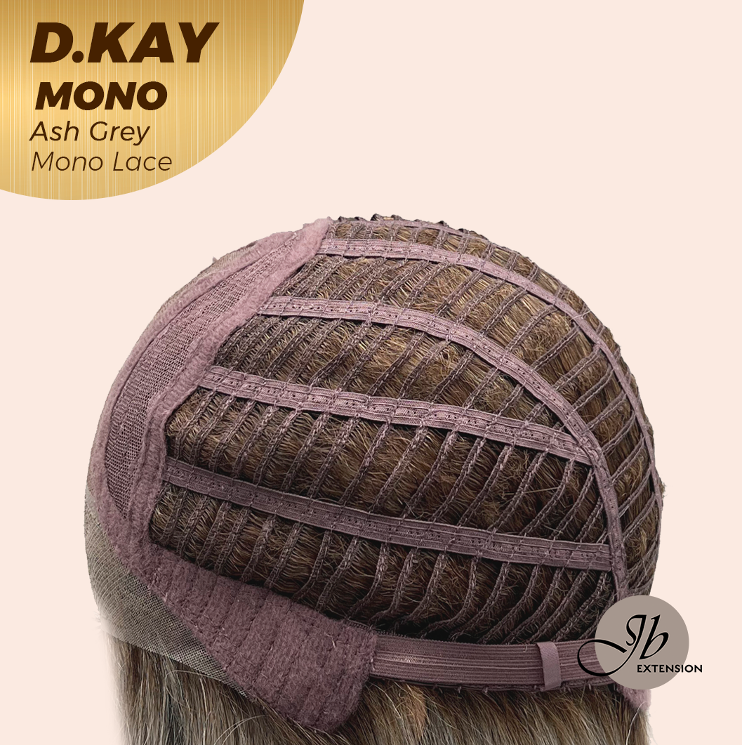 JBEXTENSION D.KAY MONO Partial Monofilament Wig 18 Inches Ash Grey Partial Mono Lace Glueless Women Fashion Wig D.KAY MONO ASH GREY【BENDY EAR TABS】