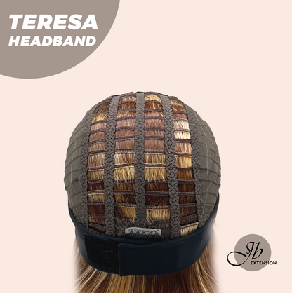 JBEXTENSION 18 Inches Wave Caramel Auburn Honey Balayage Headband Wig TERESA HEADBAND