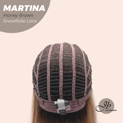 JBEXTENSION 17 Inches Wave Honey Brown Pre-Cut Side Part Snowflake Lace Frontlace Glueless Wig MARTINA HONEY BROWN【BENDY EAR TABS】