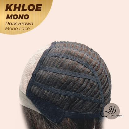 JBEXTENSION KHLOE MONO Monofilament Handmade Wig 6X5 Full Monofilament Hand Tied Top Wig 12 Inches Bob Cut Dark Brown Mono Lace Handmade Futura Fiber Wig With Anti-slip Silicone Strips Glueless Wig KHLOE MONO DARK BROWN【BENDY EAR TABS】