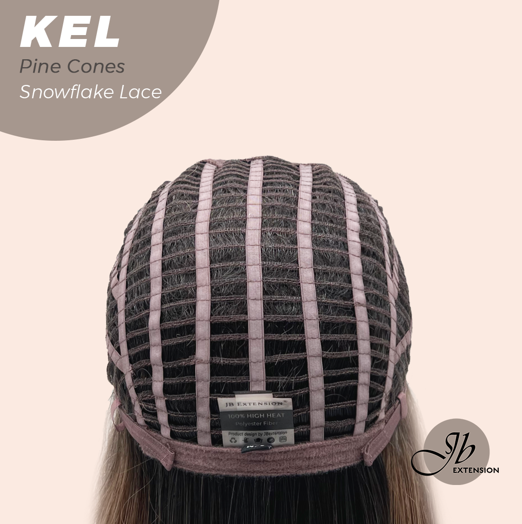JBEXTENSION 22 Inches Pine Cones Pre-Cut Snowflake Lace Frontlace Glueless Wig KEL PINE CONES【PERMATEASE】【BENDY EAR TABS】- S/M