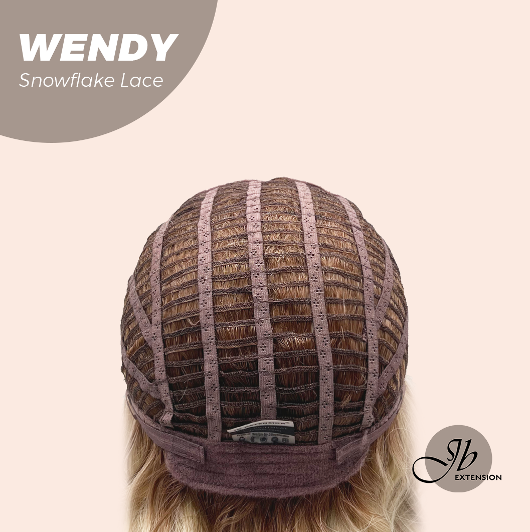 JBEXTENSION 18 Inches Mix Blonde Curly Pre-Cut Side Part Snowflake Lace Frontlace Glueless Wig WENDY【BENDY EAR TABS】- M/L