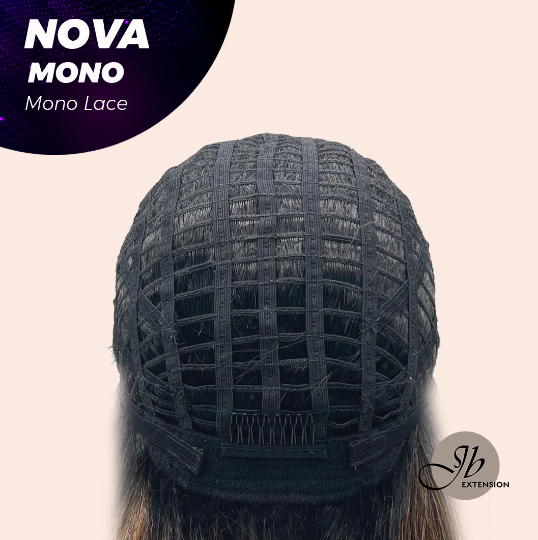 [FINAL SALE] JBEXTENSION NOVA MONO Monofilament Handmade Wig 6X5 Full Monofilament Hand Tied Top Wig 25 Inches Ombre Brown Curly Mono Lace Handmade Futura Fiber Glueless Black Sapphire Wig NOVA MONO【BENDY EAR TABS】