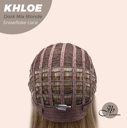JBEXTENSION 12 Inches Bob Cut Dark Mix Blonde Pre-Cut Snowflake Lace Frontlace Glueless Wig KHLOE DARK MIX BLONDE【PERMATEASE】【BENDY EAR TABS】- M/L
